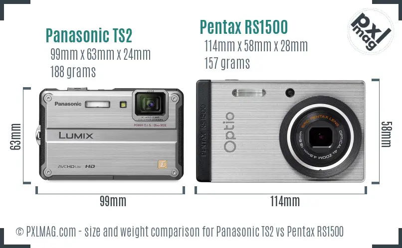 Panasonic TS2 vs Pentax RS1500 size comparison