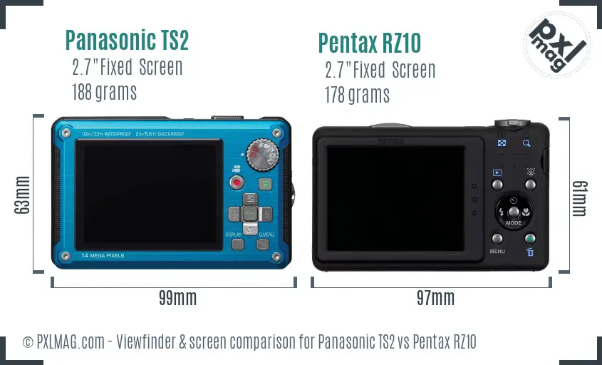 Panasonic TS2 vs Pentax RZ10 Screen and Viewfinder comparison