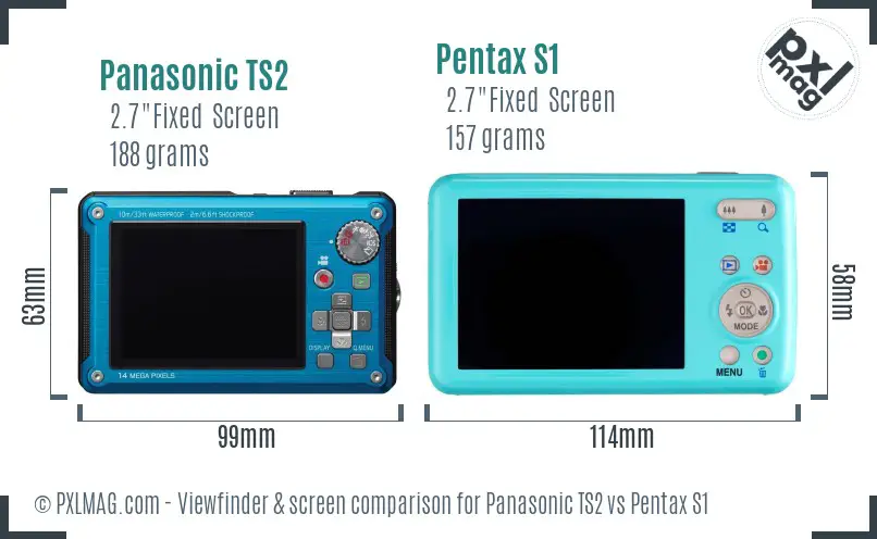 Panasonic TS2 vs Pentax S1 Screen and Viewfinder comparison