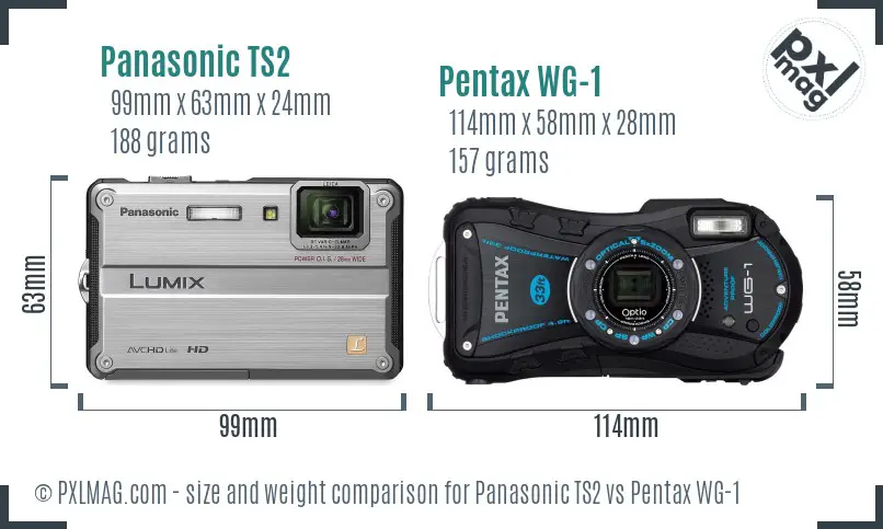 Panasonic TS2 vs Pentax WG-1 size comparison