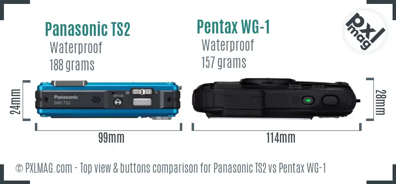 Panasonic TS2 vs Pentax WG-1 top view buttons comparison
