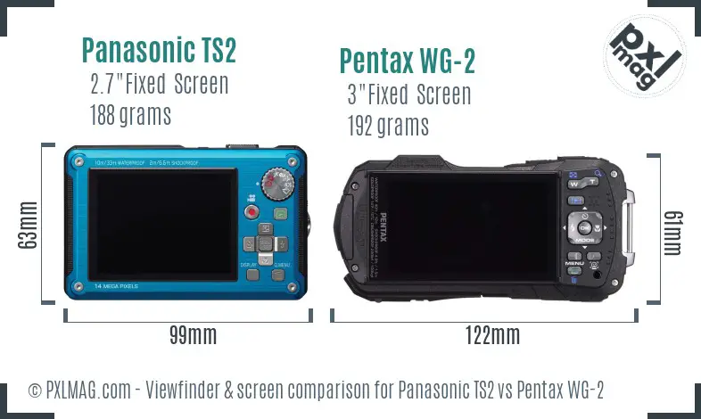 Panasonic TS2 vs Pentax WG-2 Screen and Viewfinder comparison