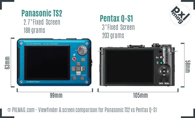 Panasonic TS2 vs Pentax Q-S1 Screen and Viewfinder comparison
