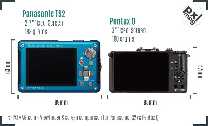 Panasonic TS2 vs Pentax Q Screen and Viewfinder comparison