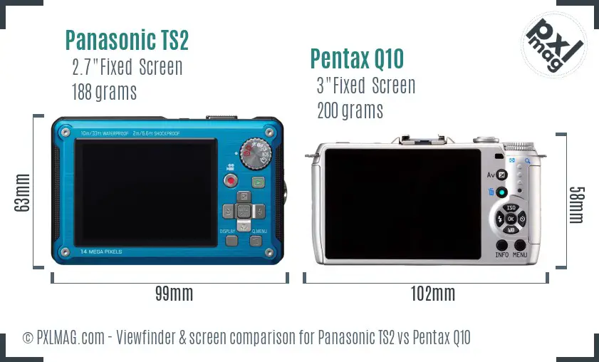 Panasonic TS2 vs Pentax Q10 Screen and Viewfinder comparison