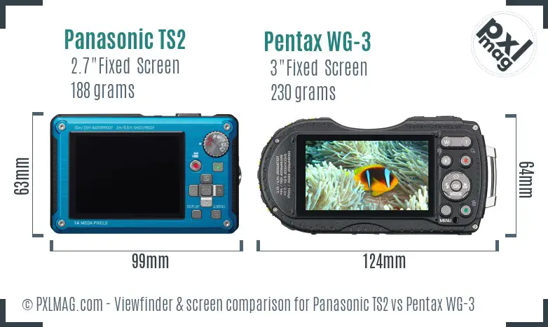 Panasonic TS2 vs Pentax WG-3 Screen and Viewfinder comparison