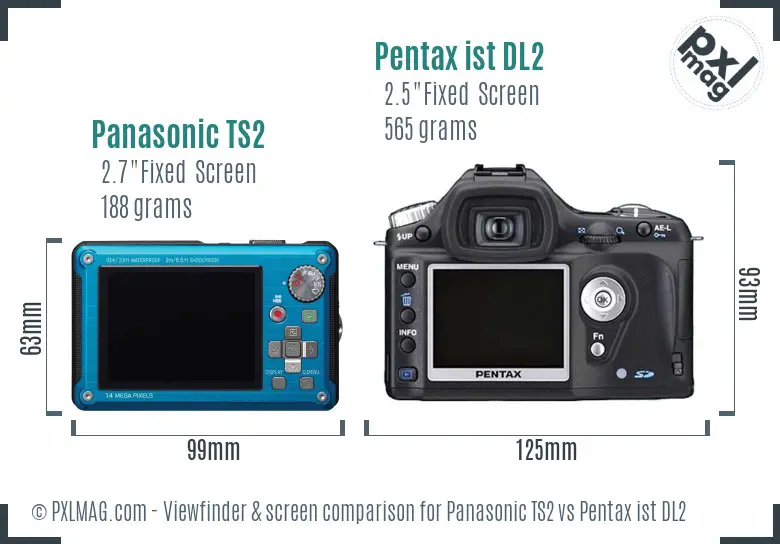 Panasonic TS2 vs Pentax ist DL2 Screen and Viewfinder comparison