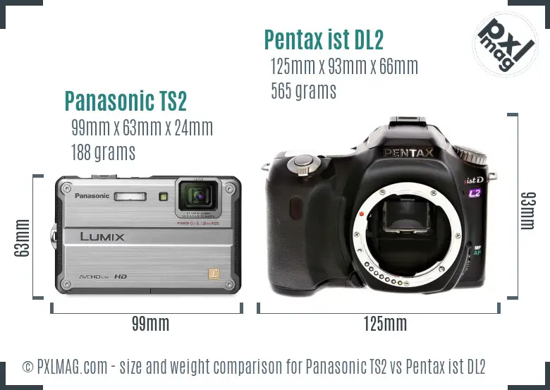 Panasonic TS2 vs Pentax ist DL2 size comparison