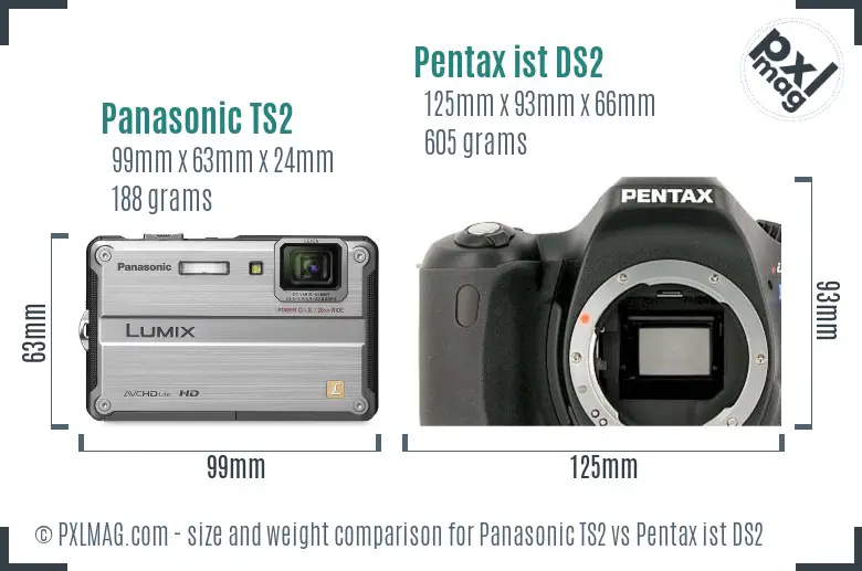 Panasonic TS2 vs Pentax ist DS2 size comparison