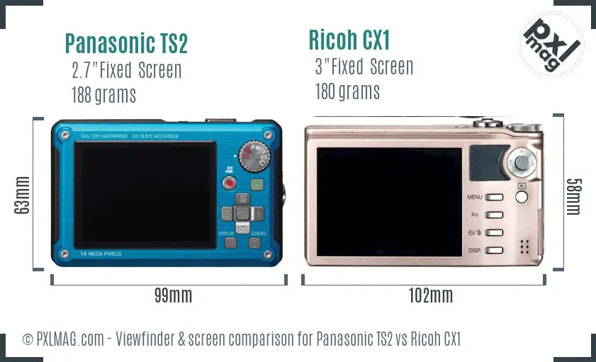 Back screen comparison of Panasonic TS2 and Ricoh CX1