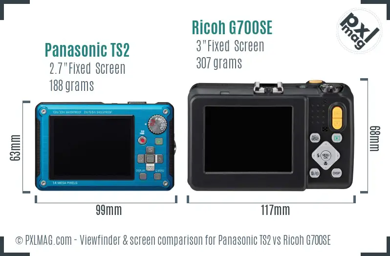 Panasonic TS2 vs Ricoh G700SE Screen and Viewfinder comparison