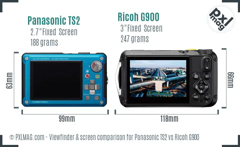 Panasonic TS2 vs Ricoh G900 Screen and Viewfinder comparison