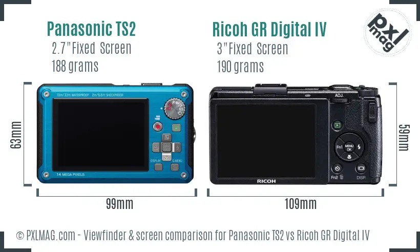 Panasonic TS2 vs Ricoh GR Digital IV Screen and Viewfinder comparison Panasonic TS2 vs Ricoh GR Digital IV Screen and Viewfinder comparison