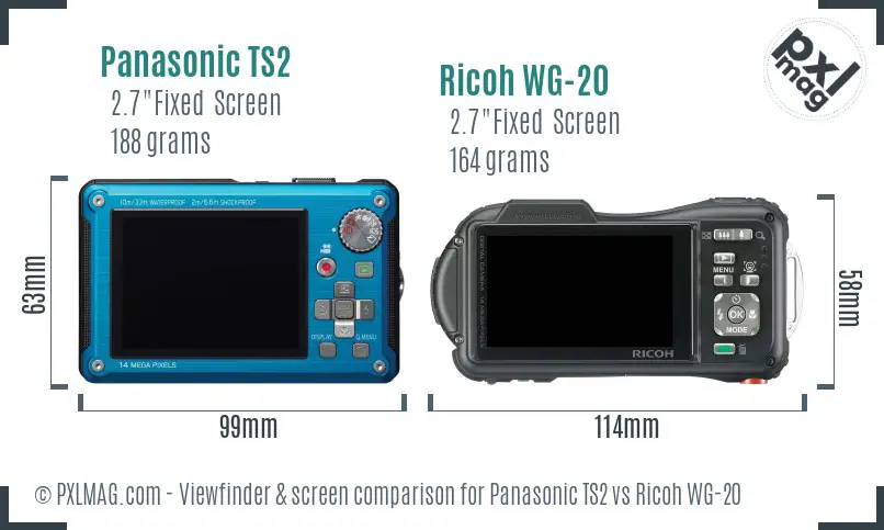 Panasonic TS2 vs Ricoh WG-20 Screen and Viewfinder comparison