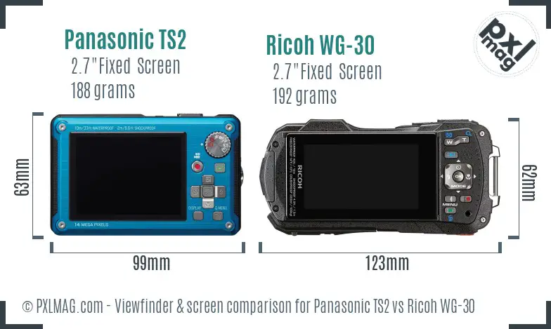 Panasonic TS2 vs Ricoh WG-30 Screen and Viewfinder comparison