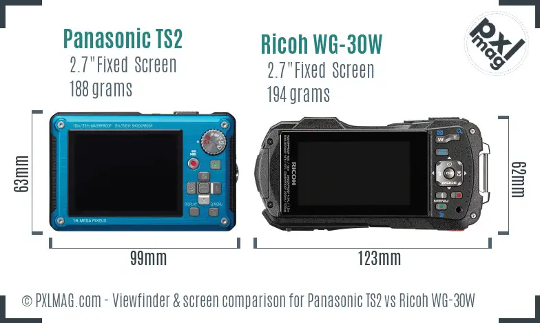 Panasonic TS2 vs Ricoh WG-30W Screen and Viewfinder comparison
