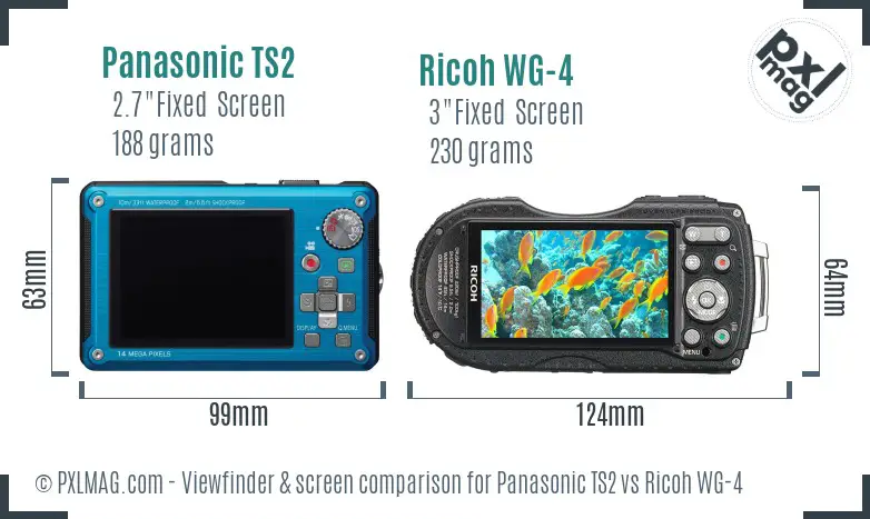 Panasonic TS2 vs Ricoh WG-4 Screen and Viewfinder comparison