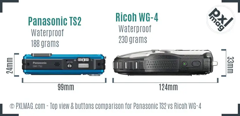 Panasonic TS2 vs Ricoh WG-4 top view buttons comparison