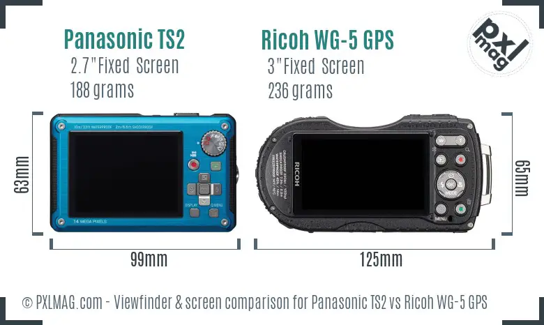Panasonic TS2 vs Ricoh WG-5 GPS Screen and Viewfinder comparison