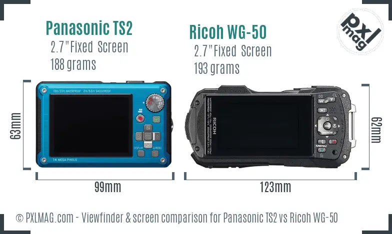 Panasonic TS2 vs Ricoh WG-50 Screen and Viewfinder comparison