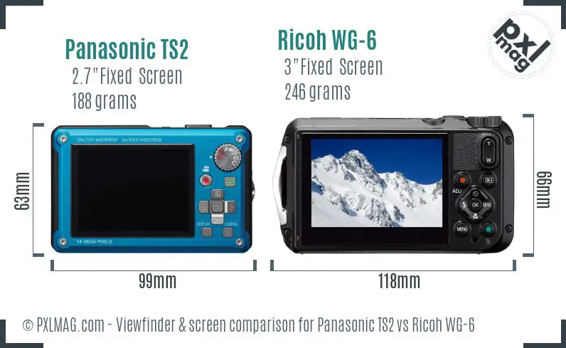 Panasonic TS2 vs Ricoh WG-6 Screen and Viewfinder comparison