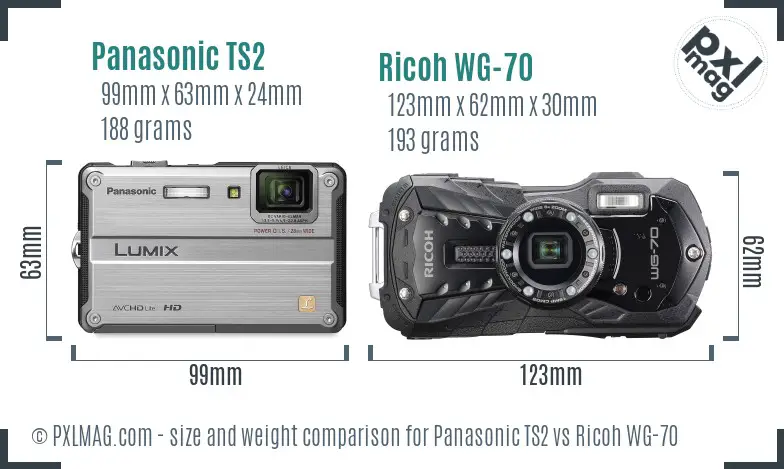 Panasonic TS2 vs Ricoh WG-70 size comparison Panasonic TS2 vs Ricoh WG-70 size comparison