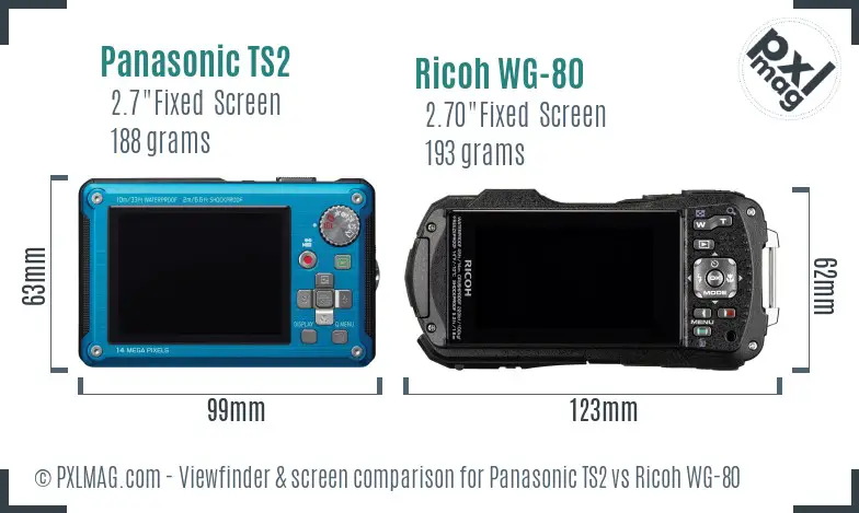 Panasonic TS2 vs Ricoh WG-80 Screen and Viewfinder comparison