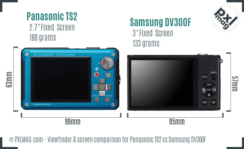 Panasonic TS2 vs Samsung DV300F Screen and Viewfinder comparison