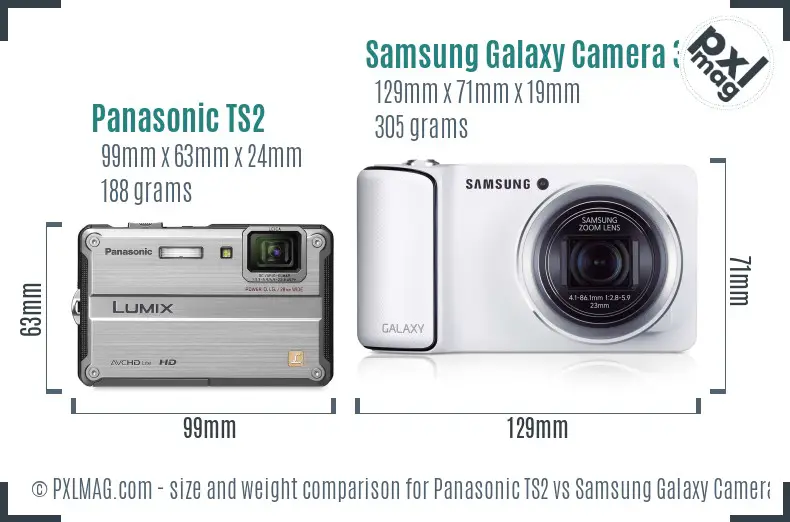 Panasonic TS2 vs Samsung Galaxy Camera 3G size comparison