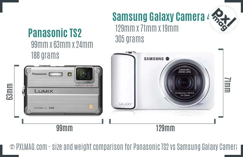 Panasonic TS2 vs Samsung Galaxy Camera 4G size comparison