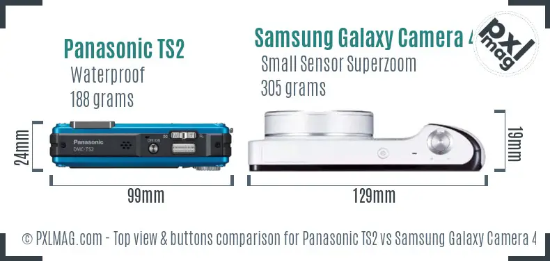 Panasonic TS2 vs Samsung Galaxy Camera 4G top view buttons comparison