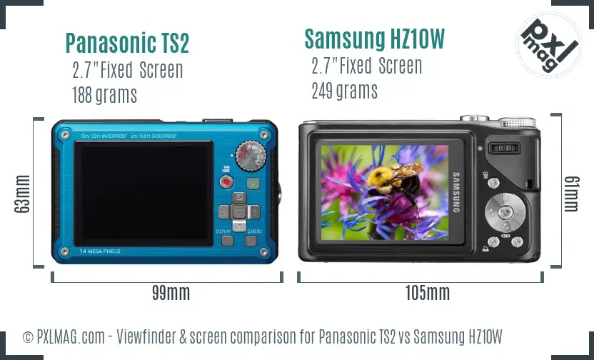 Panasonic TS2 vs Samsung HZ10W Screen and Viewfinder comparison Panasonic TS2 vs Samsung HZ10W Screen and Viewfinder comparison