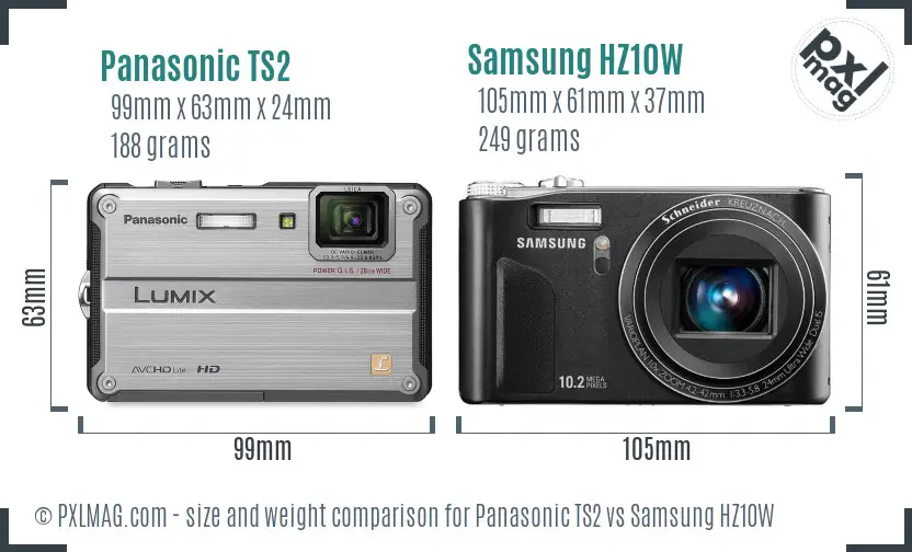 Panasonic TS2 vs Samsung HZ10W size comparison Panasonic TS2 vs Samsung HZ10W size comparison