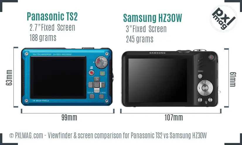Panasonic TS2 vs Samsung HZ30W Screen and Viewfinder comparison