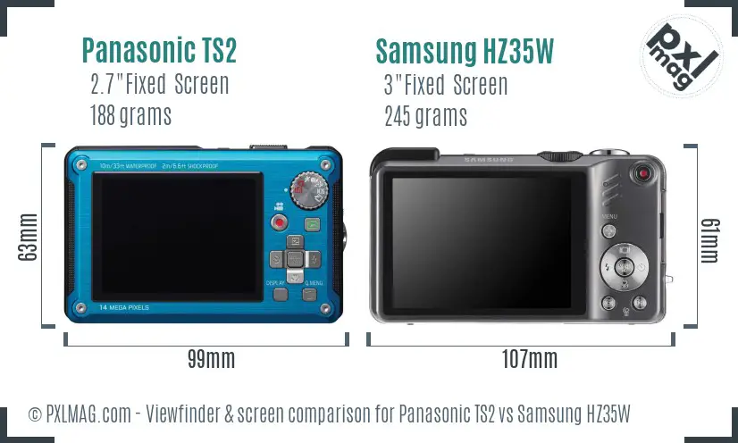 Panasonic TS2 vs Samsung HZ35W Screen and Viewfinder comparison Panasonic TS2 vs Samsung HZ35W Screen and Viewfinder comparison