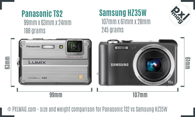 Panasonic TS2 vs Samsung HZ35W size comparison Panasonic TS2 vs Samsung HZ35W size comparison