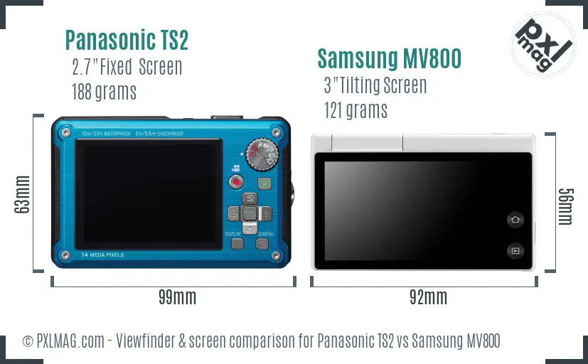 Panasonic TS2 vs Samsung MV800 Screen and Viewfinder comparison Panasonic TS2 vs Samsung MV800 Screen and Viewfinder comparison