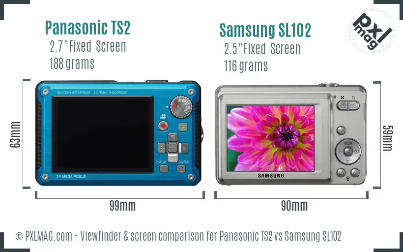 Panasonic TS2 vs Samsung SL102 Screen and Viewfinder comparison