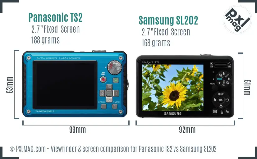 Panasonic TS2 vs Samsung SL202 Screen and Viewfinder comparison