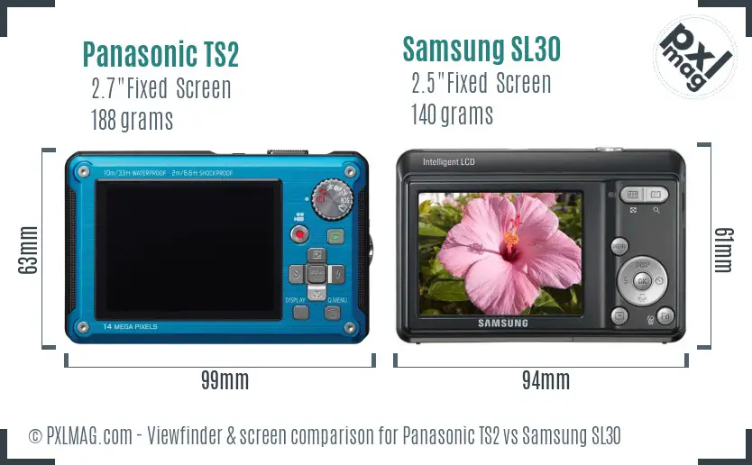Panasonic TS2 vs Samsung SL30 Screen and Viewfinder comparison