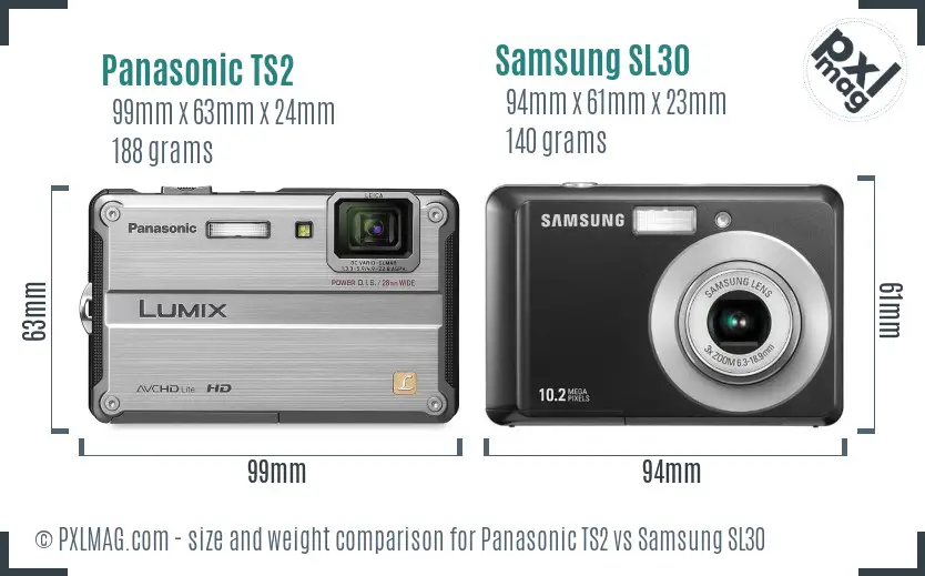 Panasonic TS2 vs Samsung SL30 size comparison