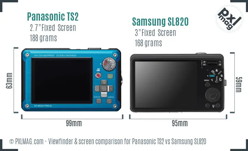 Panasonic TS2 vs Samsung SL820 Screen and Viewfinder comparison