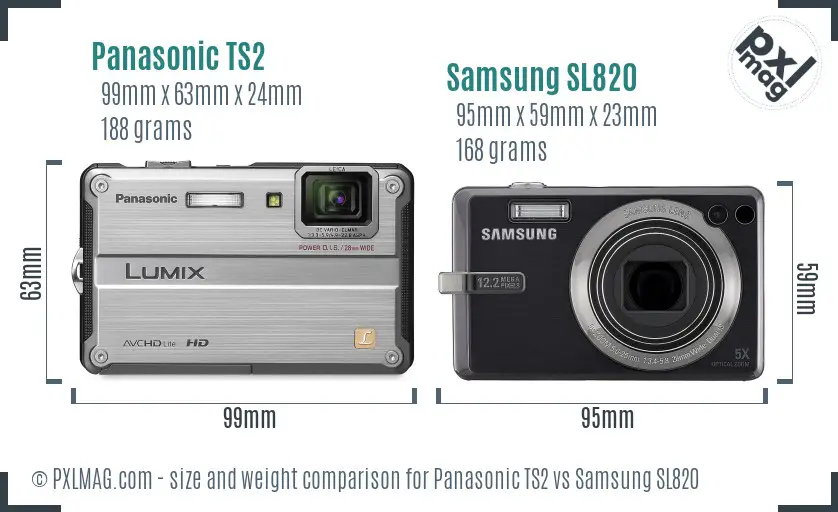 Panasonic TS2 vs Samsung SL820 size comparison