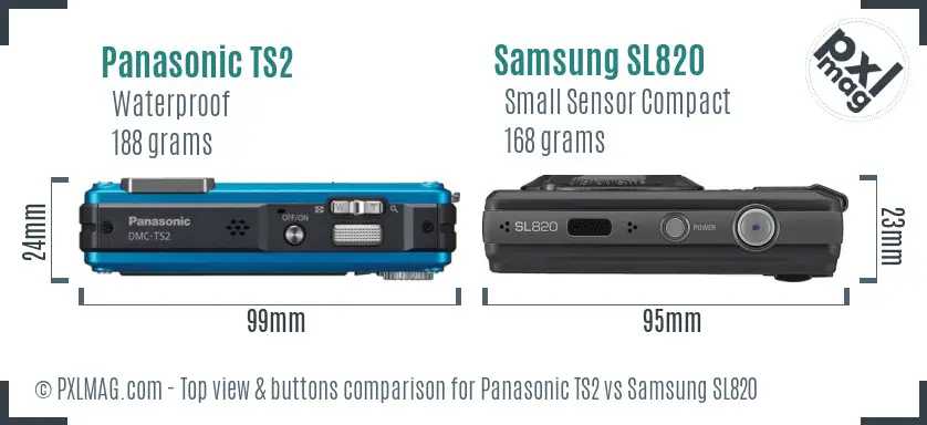 Panasonic TS2 vs Samsung SL820 top view buttons comparison