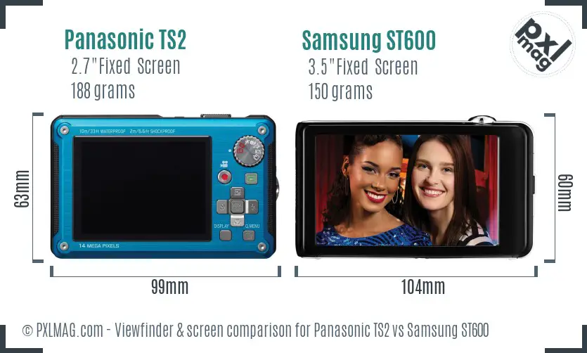Panasonic TS2 vs Samsung ST600 Screen and Viewfinder comparison