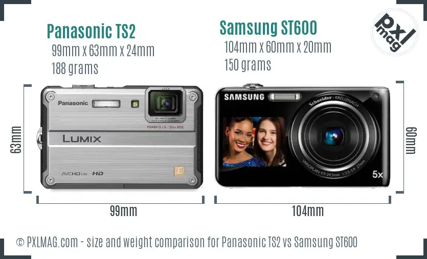 Panasonic TS2 vs Samsung ST600 size comparison