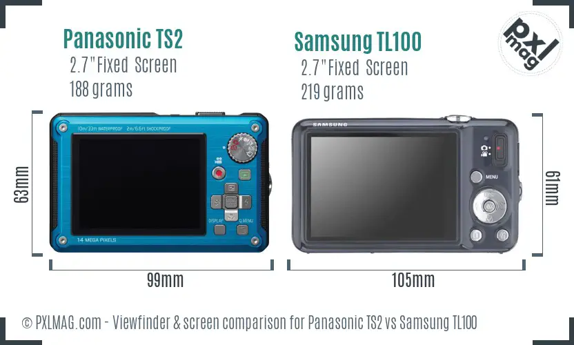 Panasonic TS2 vs Samsung TL100 Screen and Viewfinder comparison