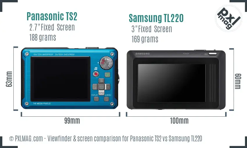 Panasonic TS2 vs Samsung TL220 Screen and Viewfinder comparison