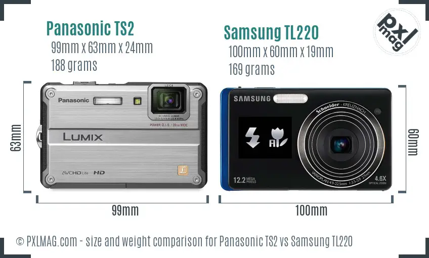 Panasonic TS2 vs Samsung TL220 size comparison