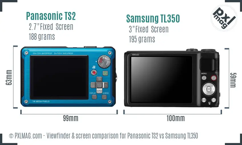Panasonic TS2 vs Samsung TL350 Screen and Viewfinder comparison